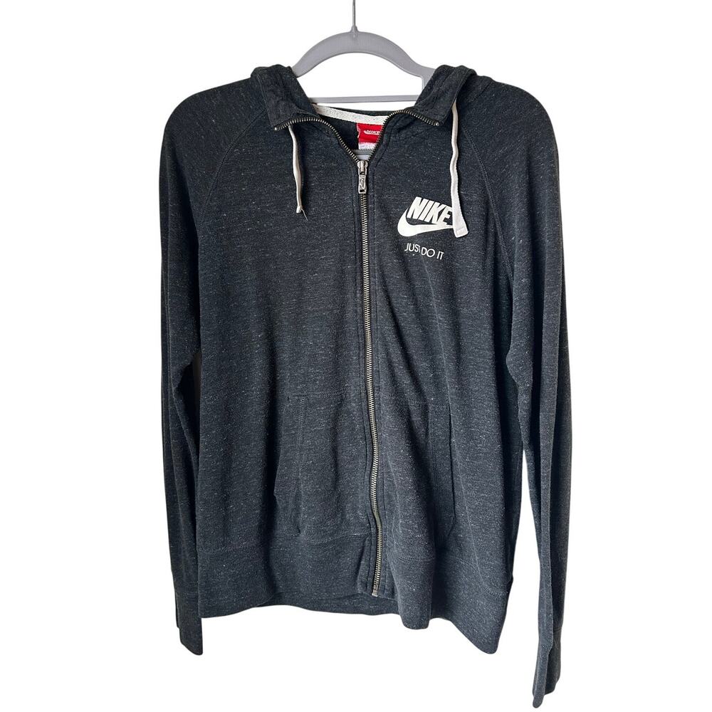 Nike Charcoal Gray Zip Up Hoodie - Medium